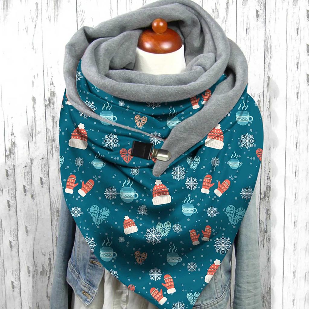Women Christmas Printed Vintage Printing Scarf Fashion Multi-Purpose Shawl Scarf
