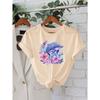Women'S Casual Short-Sleeve Round-Neck T-Shirt Featuring A Cute Dolphin and Flower Print - A Perfect Choice for Spring and Summer