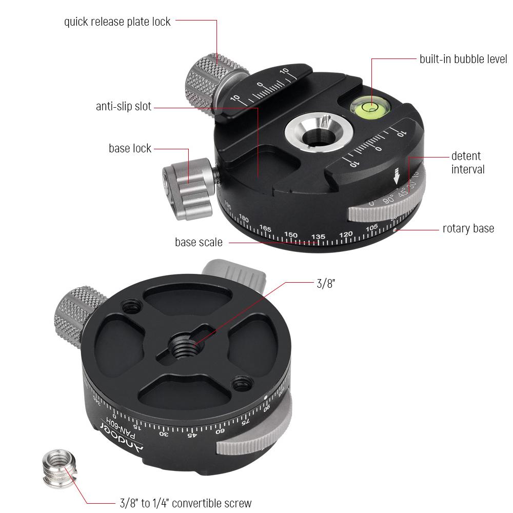 Панорамный штатив с шаровой головкой PAN-60H и индексирующим поворотным устройством, зажим типа AS
