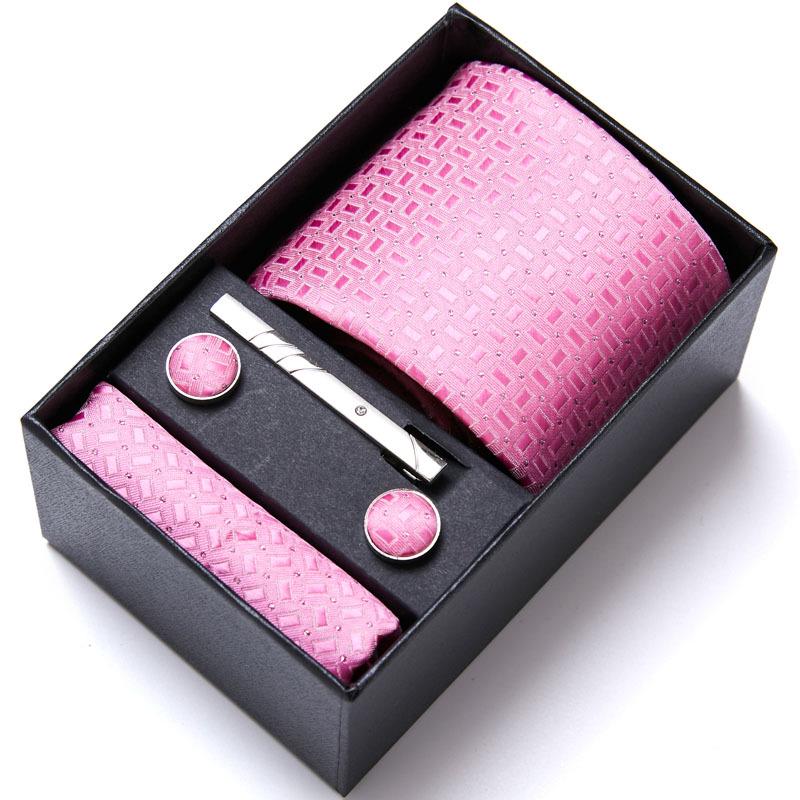 Мужской набор из шести предметов однотонный галстук-жаккард из полиэстерового шелка с логотипом на заказ