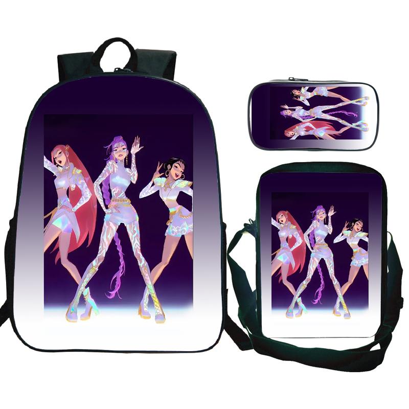 3 шт. K-Pop Рюкзаки Охотники на демонов Huntrix Девочки Дети Студенты Школьные сумки Зои Руми Мира Саджа Мальчики Дети Рюкзаки Унисекс Мочила