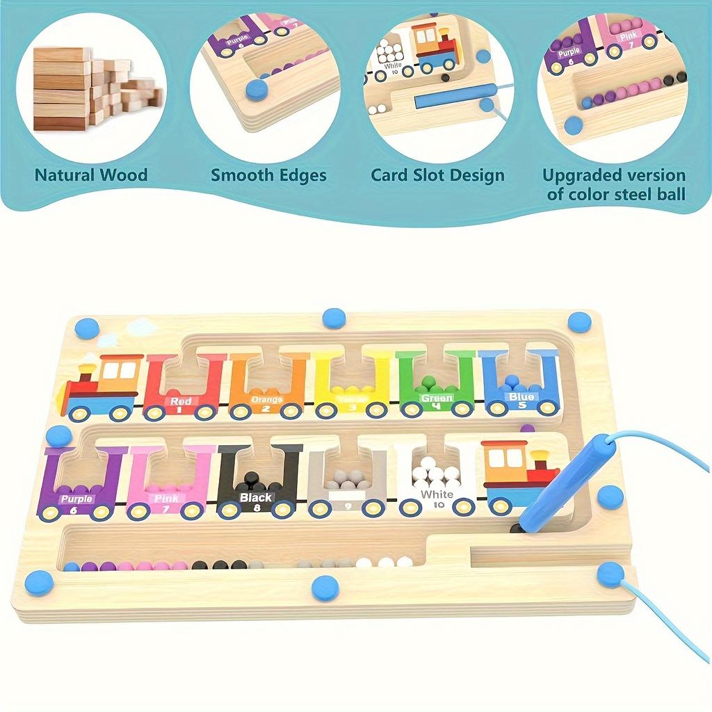 Магнитные деревянные игрушки-лабиринты в виде поезда - детские игры-головоломки с сортировкой по цвету и числам для развития мелкой моторики, идеальные подарки на дни рождения и Хэллоуин