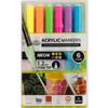 6 Pack Neon Acrylic Markers Non-Toxic Art Markers Multi-Surface Painting Drawing Fine Point Paint Pens Artists Students Crafts