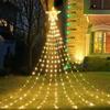 USB Five-pointed Star Lamp String 3.5M Waterfall Lamp Courtyard Outdoor Camping Garden Hanging Tree Lamp USB Christmas Led Lamp New Year Decorations
