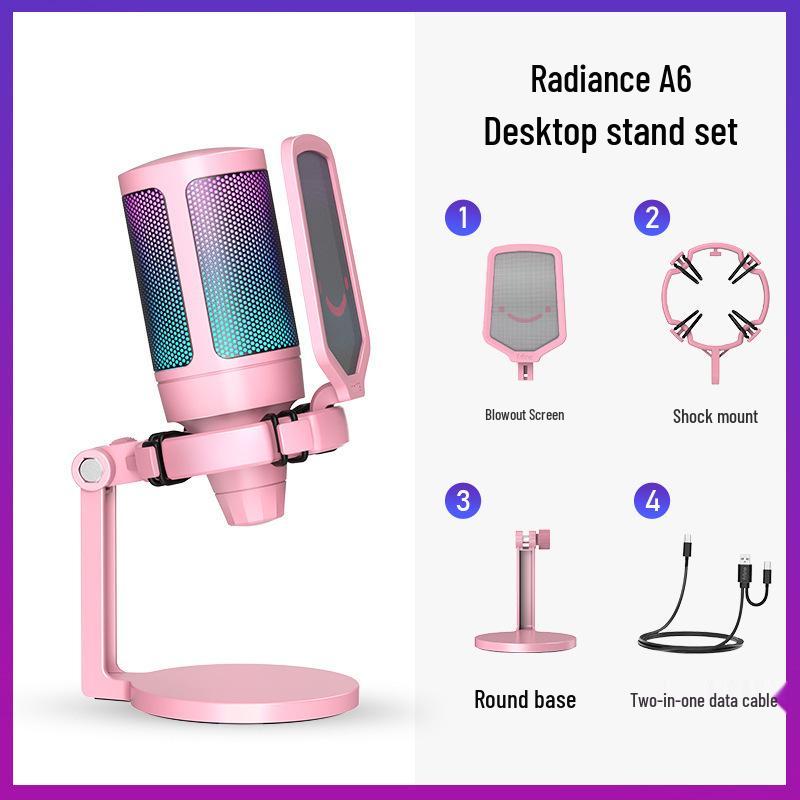 Микрофон Fifine Radiance A6 RGB для записи на настольный компьютер и телефон