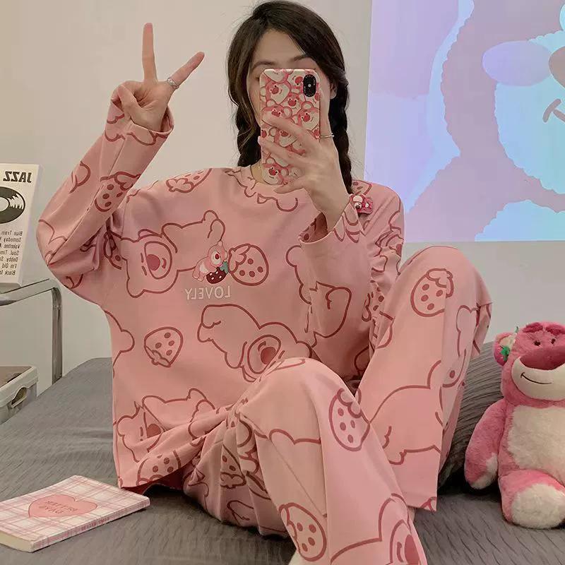 18 цветов, новая зимняя пижама, женская, корейская версия, с длинными рукавами, костюм для домашней одежды, свободная, большого размера, костюм из двух частей, можно носить на улице