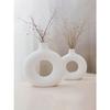 Ceramic White Donut Vase 6 & 8 Inch - Set of 2 | Decorative Donut Vase for Dried Flowers and Pampas Grass | Vases for Modern Home Decor,