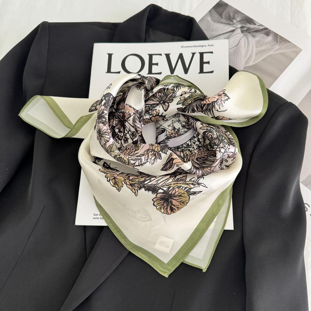 Dream Flower Butterfly 100% Mulberry Silk Scarf Women'S Scarf 70Cm Square Scarf Silk Scarf Hangzhou Silk Shawl