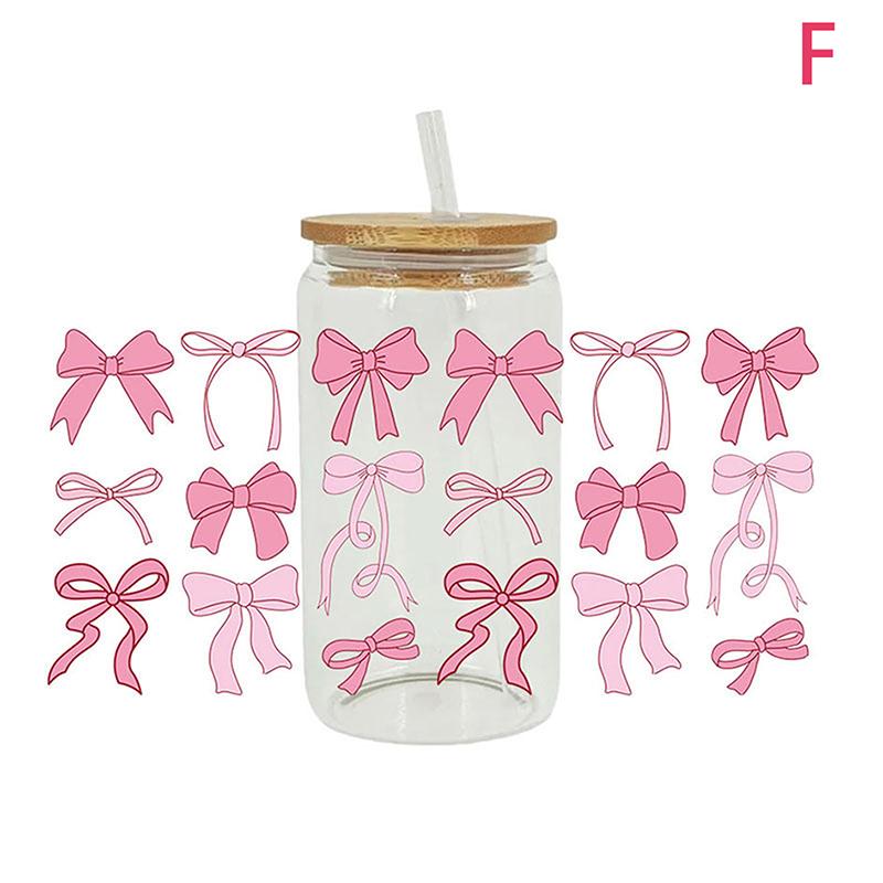 Flowy Bows Uv Dtf Cup Wrap For 16Oz Beer Glass Can Pretty Love Ribbons Cute Girly Cup Wrap Design Uv Dtf Sticker
