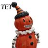 Holiday Fireplace Mantel Decor Wooden Halloween Resin Figurines, Pumpkin Scarecrow Wizard Owl Black Cat Atmospheric Festival Ornaments Statue, Rustic
