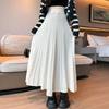 Half Length Skirt Women Looking Slim In Autumn Winter, High Waist, Pleated , Medium Length, Loose Fitting French Long Skirt