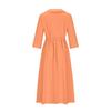 2024 Summer Trendy Lapel Dress: Cotton & Linen, Five-Point Sleeve, Long Skirt