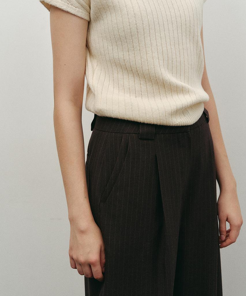 MAKE A TOAST Pintuck Wide Leg Pants Brown Mbefpa002Br