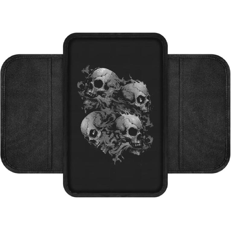 Чехол на центральную консоль автомобиля с принтом черепа, нескользящий чехол на подлокотник для автомобиля, универсальные защитные чехлы для подлокотников, подходят для автомобилей, внедорожников, декоративные чехлы для автомобилей