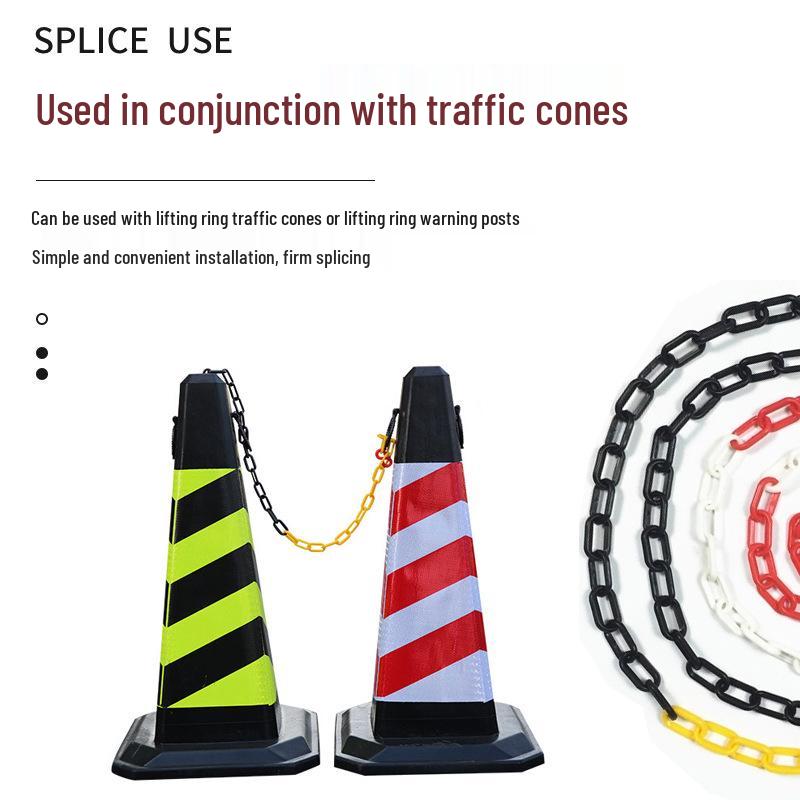 Пластиковый дорожный конус с предупреждающей цепью - Варианты: красно-белый и черно-желтый - Безопасность дорожного движения