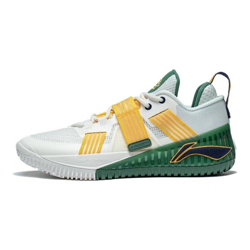 Li Ning Fury Удобная амортизация Нескользящие Низкие Баскетбольные кроссовки Мужские Белый Желтый ABFT019-4