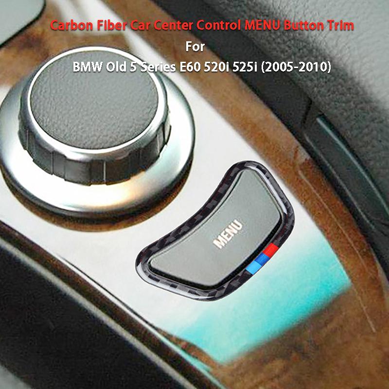 Кнопка меню автомобиля из углеродного волокна, декоративная рамка, наклейки на отделку автомобиля, Стайлинг автомобиля для BMW 5 серии E60 520i 525i 2005-2010 гг.