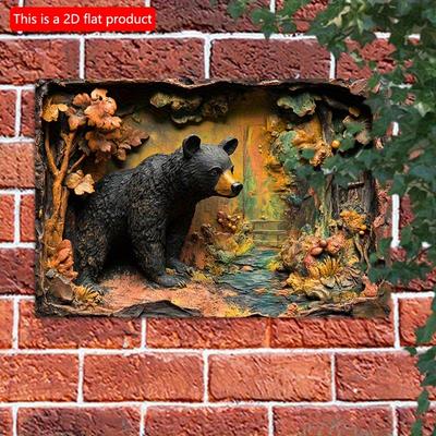 2D Плоский 30*20см, Очаровательный Винтажный Медведь Деревянное Настенное Искусство, Деревянная Табличка для Домашнего и Офисного Декора, Легко Подвешивается, для Дома, Кухни, Сада, Спальни, Бара.