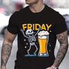 Мультяшная футболка с кричащим скелетом для мужчин, пиво, пятница, принт кричащего черепа, модный повседневный топ, графическая мультяшная футболка со скелетом и пивом