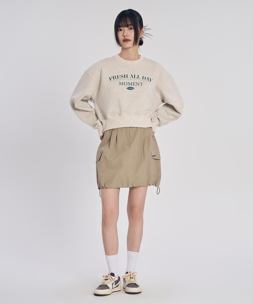 Slow Record House Nylon Cargo Mini Skirt_Beige