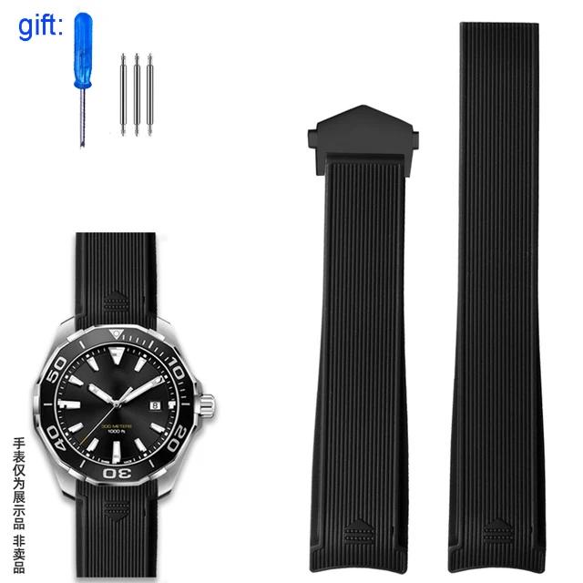 For TagHeuer Tag Heuer Diving Watch Black Blue Water Ghost Way101/201 Silicone Rubber Watch Strap Accessories 22mm Watchbands