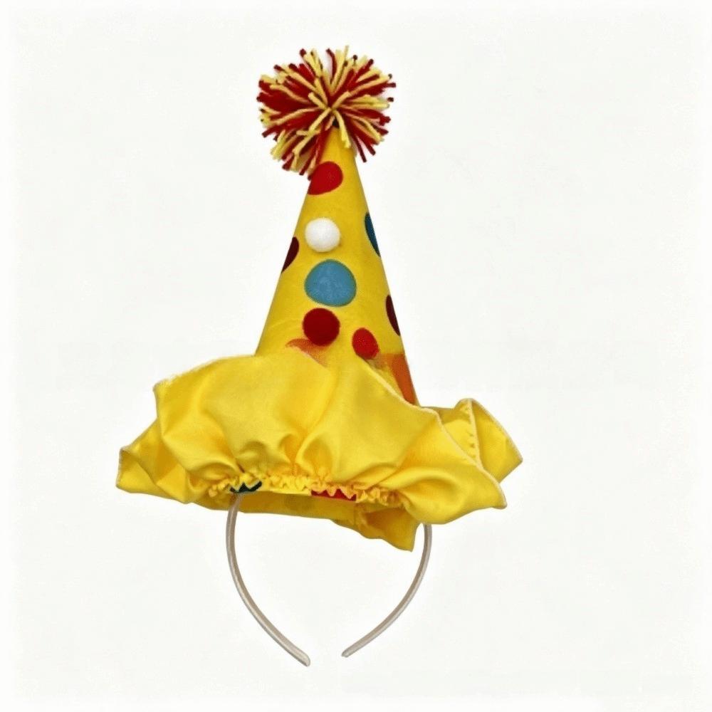 Dot Grid Clown Headwear Plush Ball Joker Hats Hair Hoop Funny Headwear Carnival Dress Up