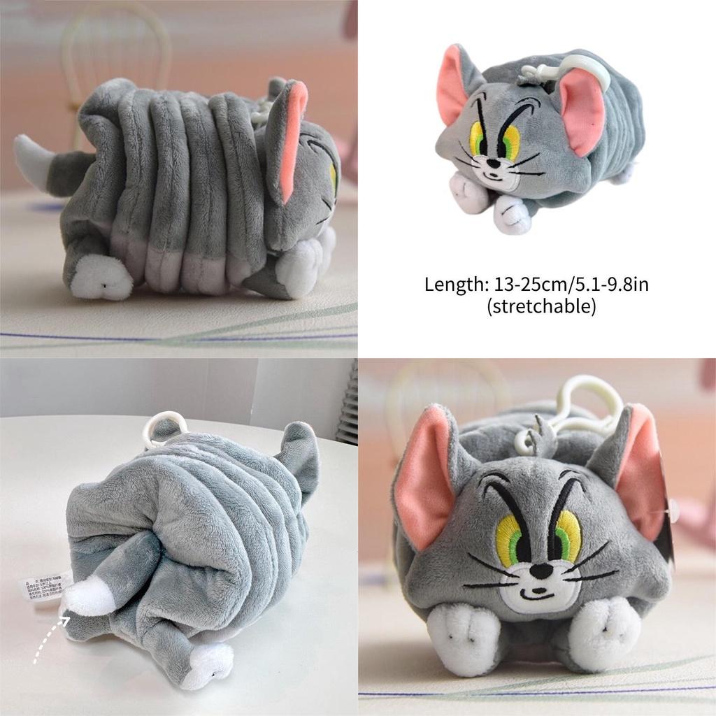 Плюшевая игрушка Hugkis Том Кот, фигурка с вибрирующей пружиной, милый мультяшный кулон-кукла для подвешивания, высота 13 см, авторизованное издание