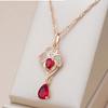 Elegant Red Zircon Flower Pendant Necklace for Women Vintage Gold Color Chain Necklace Wedding Fine Jewelry