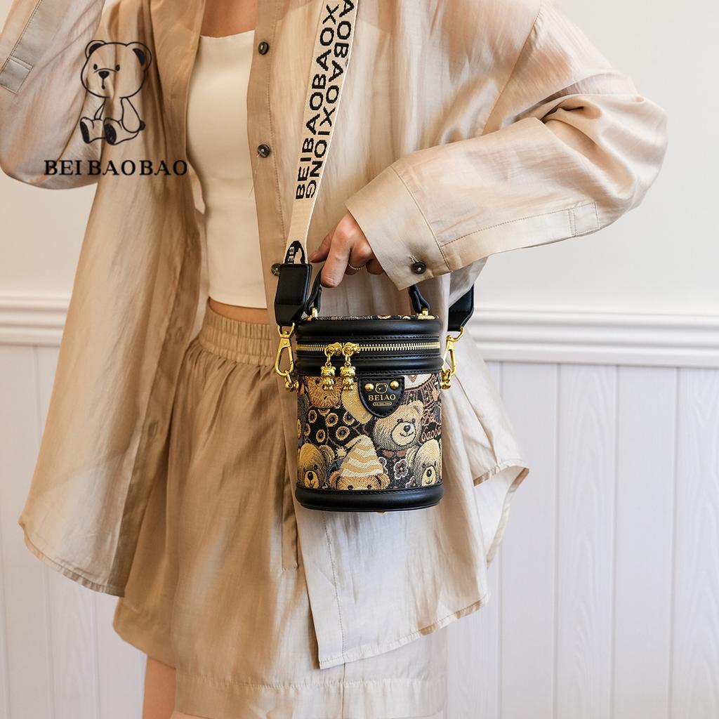 Feminine Bucket Bag Cylindrical Crossbody High Quality Portable Small Summer Fashion New