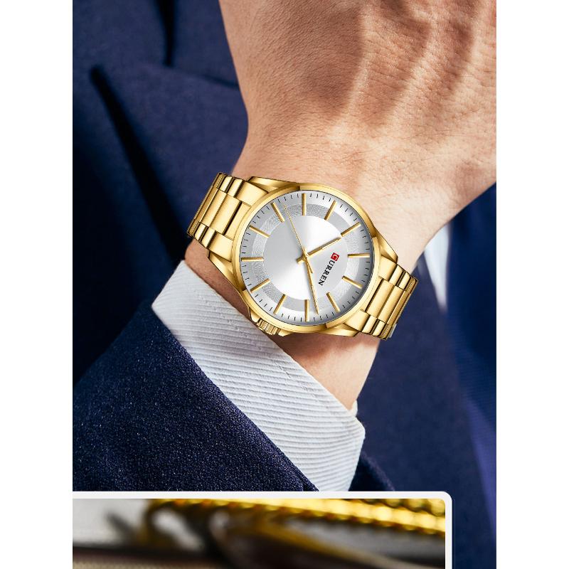 CURREN Новые лучшие мужские часы, водонепроницаемые кварцевые часы, простые часы со стальным ремешком, деловые модные часы