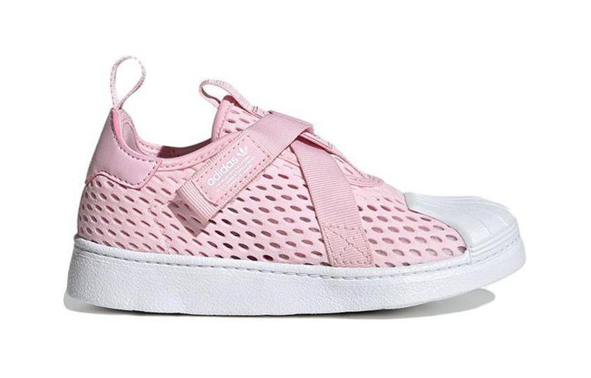 adidas Оригинальные SUPERSTAR 360 Низкие Детские Скейтбордические Кроссовки Розово-Белые Для Детей Возрастом 3-7 Лет HQ4055