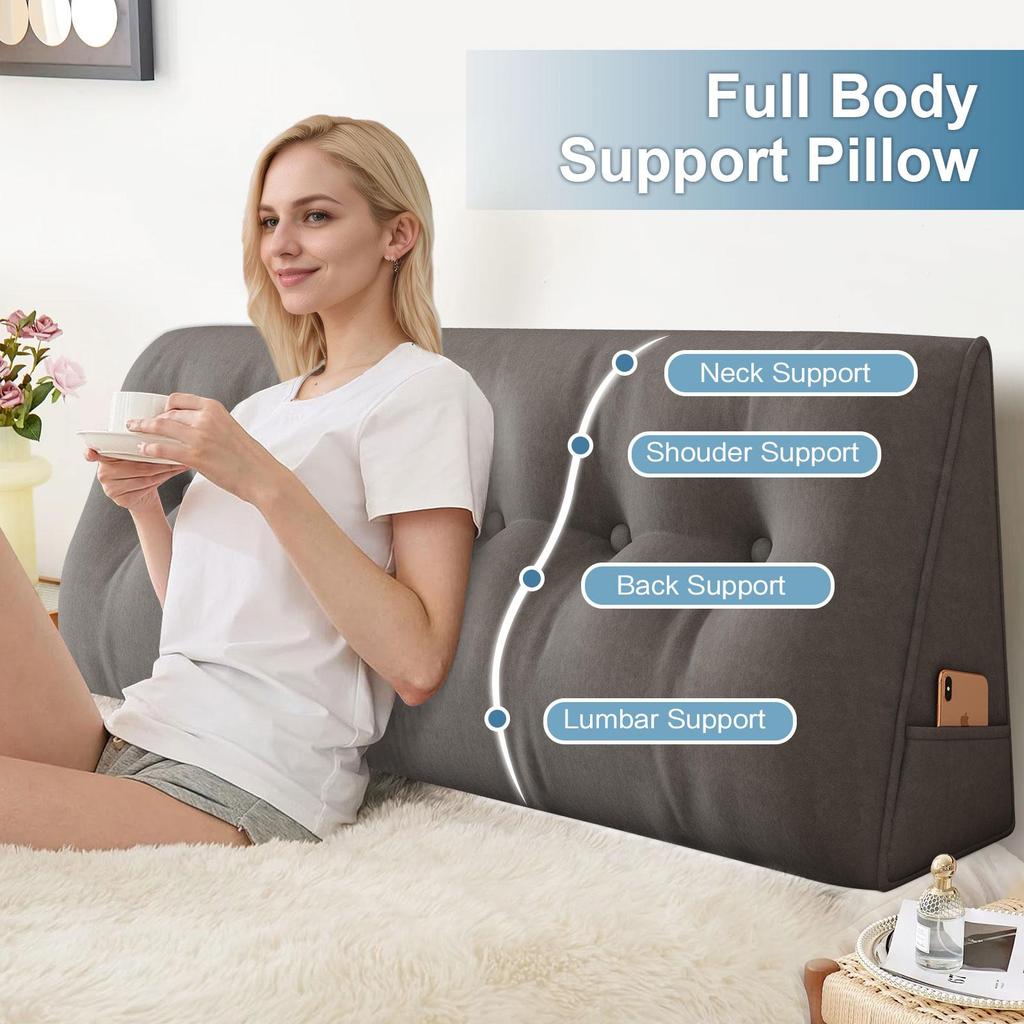 Подушка-клин для изголовья, подушка-валик для изголовья со съемным чехлом, подушки для тахты, двухъярусной кровати для сидения, чтения или работы в постели