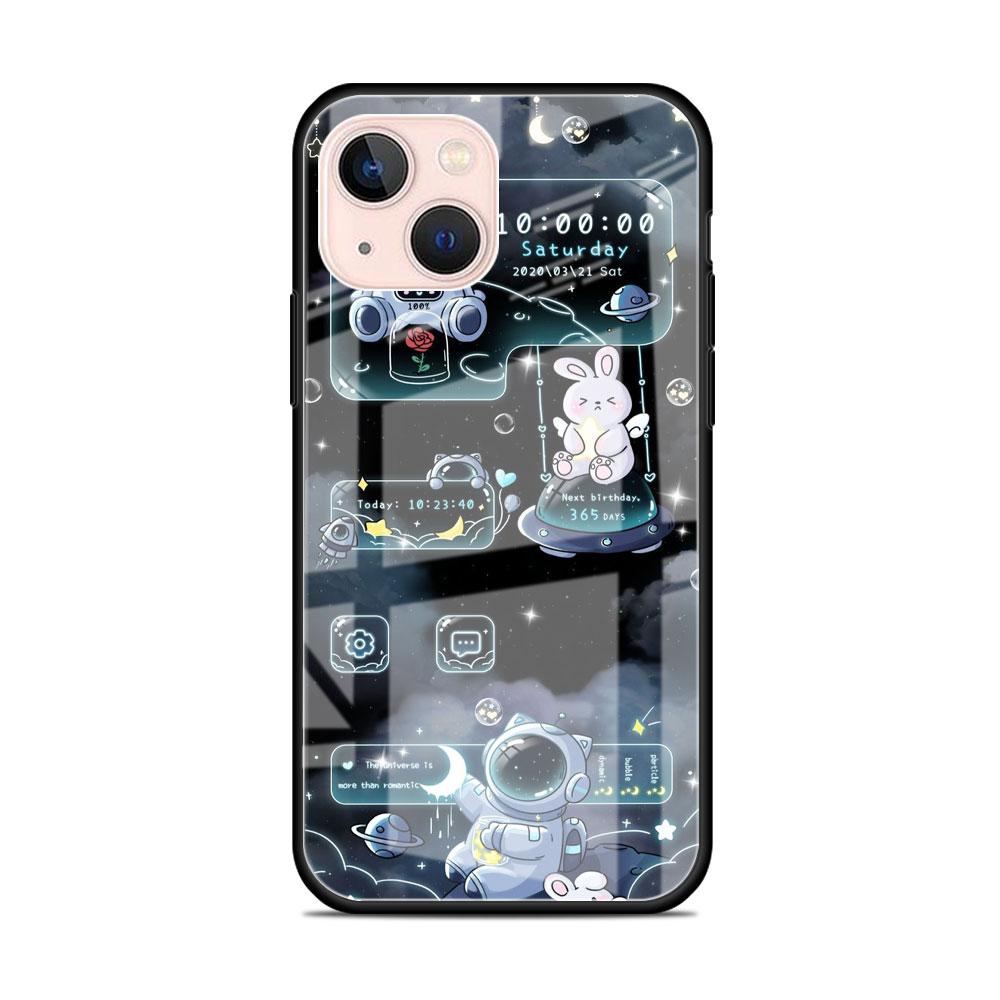Мультяшный стеклянный чехол с космонавтом для Apple iPhone 14 13 11 12 Pro 7 XR X XS Max 8 6 6s Plus SE 2022 13Pro Закаленная крышка для телефона