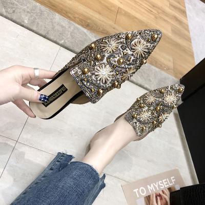 Akexiya 2024 Женские шлепанцы Роскошные женские мюли Женские летние тапочки Новые повседневные туфли на низком каблуке Плоские туфли с острым носком Женские туфли