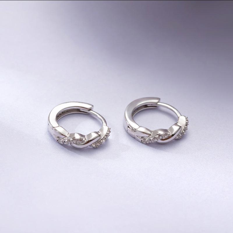 Серьги-каффы в корейском стиле с бриллиантом Мёбиуса для женщин - Простой модный тренд, Лаконичные серьги-кольца, Подчеркивающие темперамент