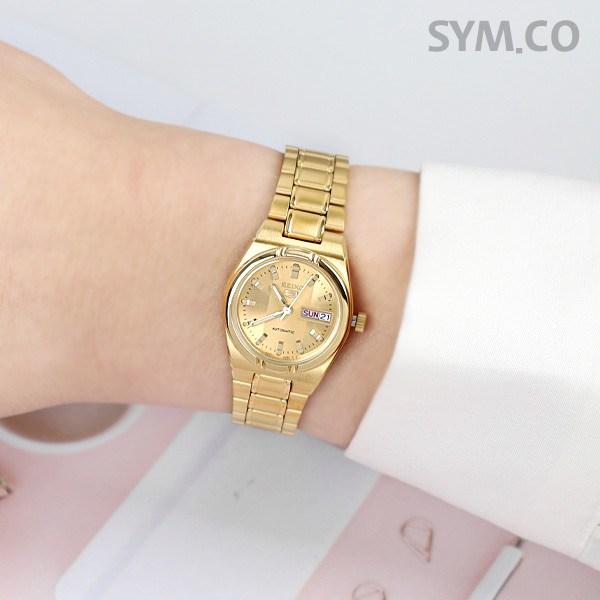 Seiko 5 Женские автоматические часы Day-Date Classic Gold Metal SYM600K1