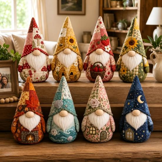 Pre-cut Fabric Kit DIY Gnome Patchwork Kit, Sewing Craft Set, Cute Accessories Pack for Adults And Beginners, Handmade Gift Kids Project