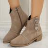 Fashion Women's Boot Trend Chelsea for Woman Pu Leather Pointy Toe Wedge Low Heel Gray Ankle Boot Fashion Simple Comfortable Female 2025