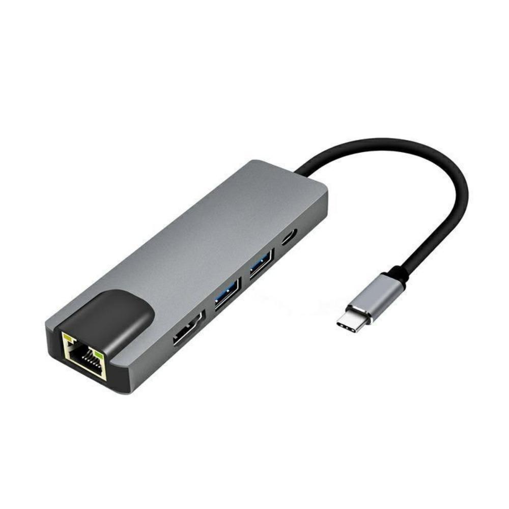 Многопортовый USB C-концентратор 5 в 1 Type C - HDMI Ethernet USB-адаптер для ноутбука MacBook