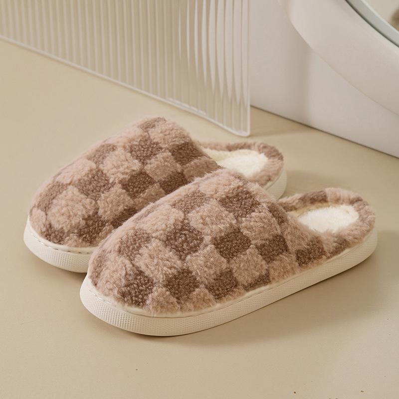 Women's Plush Cotton Slippers with Sweet Bow, Thick-Soled for Indoor Autumn/Winter 2026