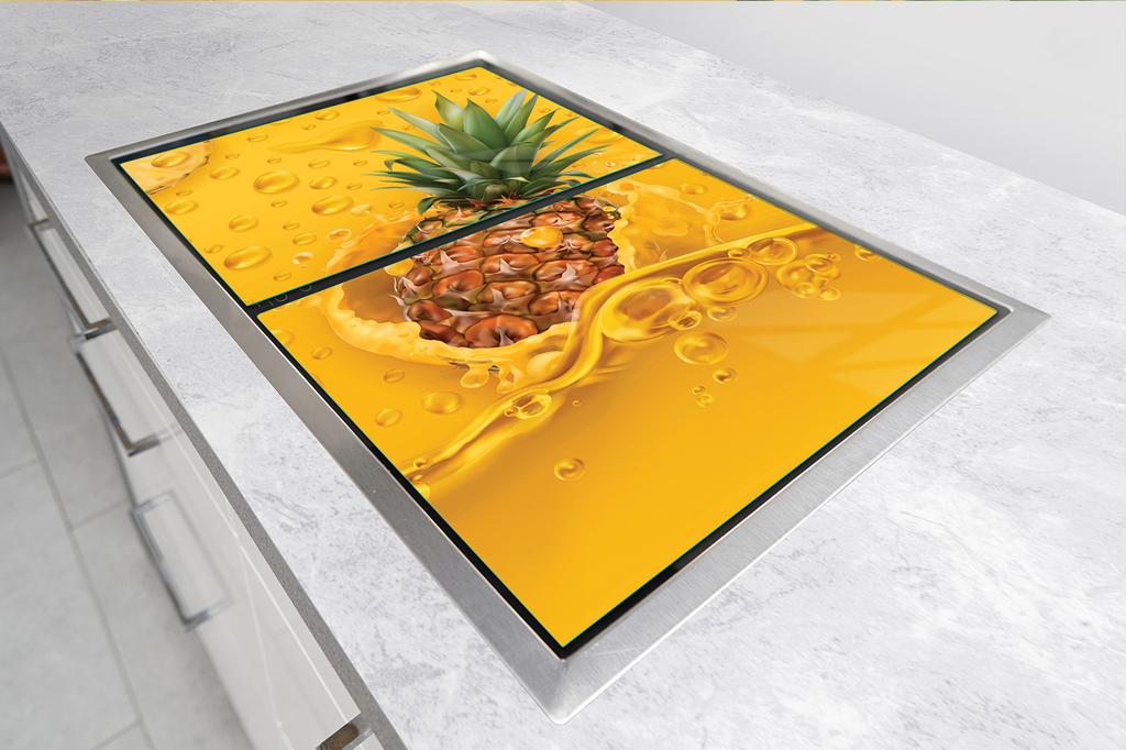 SZKLANA PŁYTA OCHRONNA NA KUCHENKĘ 90x52 ANANAS
