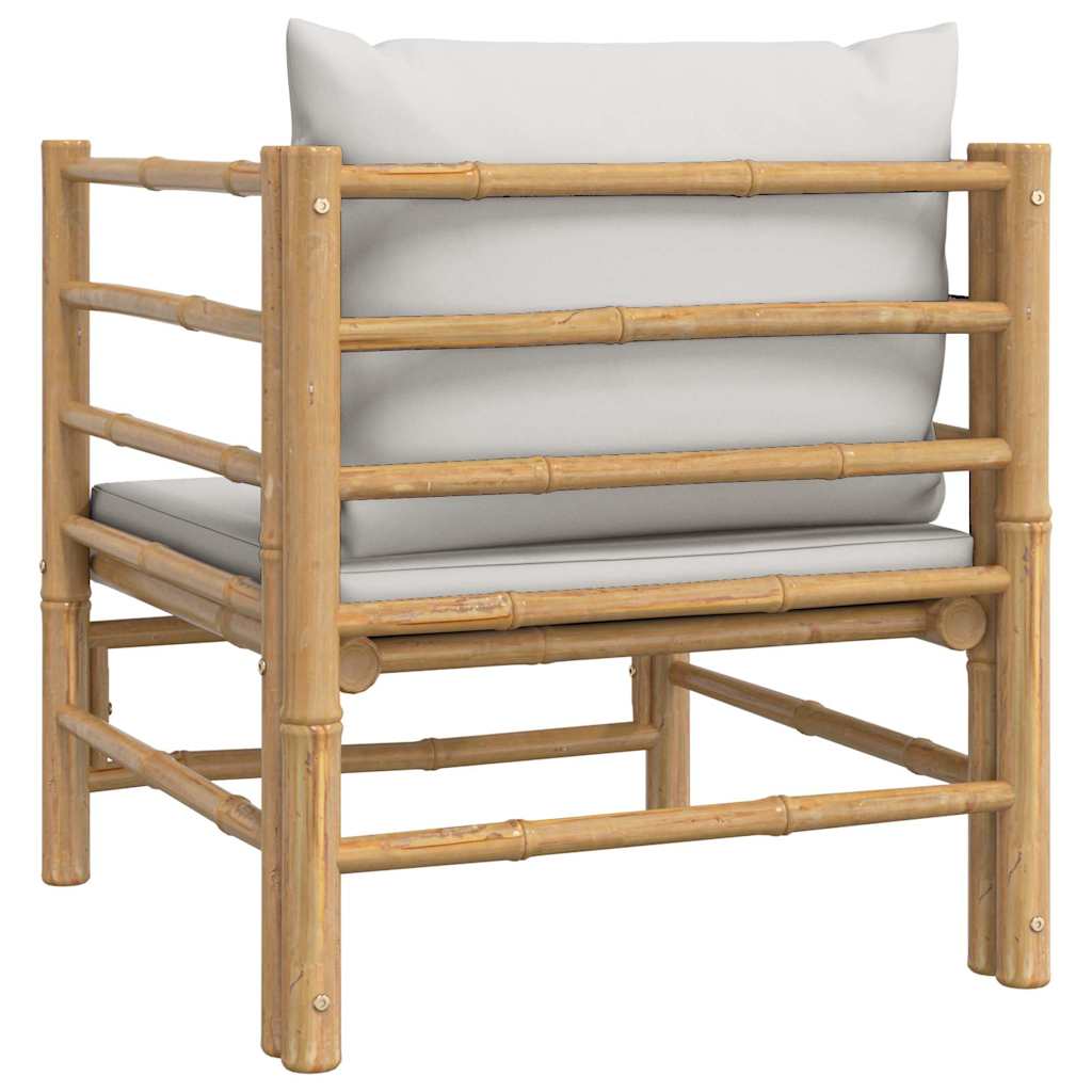 Vidaxl Sofa Ogrodowa Z Jasnoszarymi Poduszkami, Bambusowa