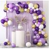 Balloon Garland - Unspecified - 128pcs - Purple, White, Gold - Easy To Assemble - Latex