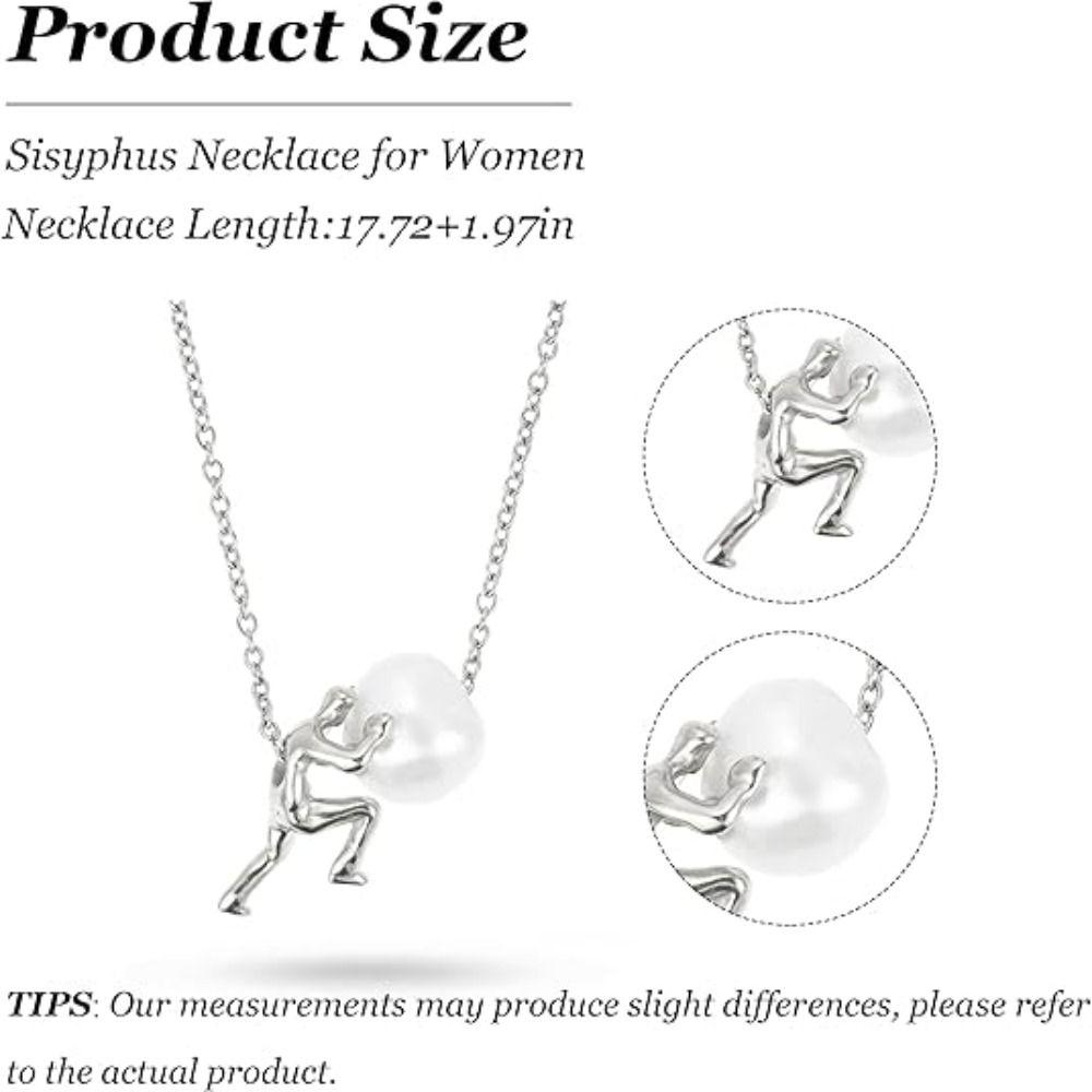 Man Pushing Stone Sisyphus Necklace Personality Simple Pendant Necklace Silver Color Perseverance Symbol Jewelry Accessories