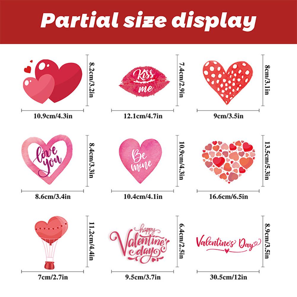 9 листов наклеек на окна ко Дню святого Валентина, двухсторонние наклейки на окна, статические наклейки для стеклянных дверей, зеркал, декора, праздничных принадлежностей