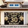 2D Black Gold 30th Birthday Backdrop Banner - Happy 30th Birthday Photo Background