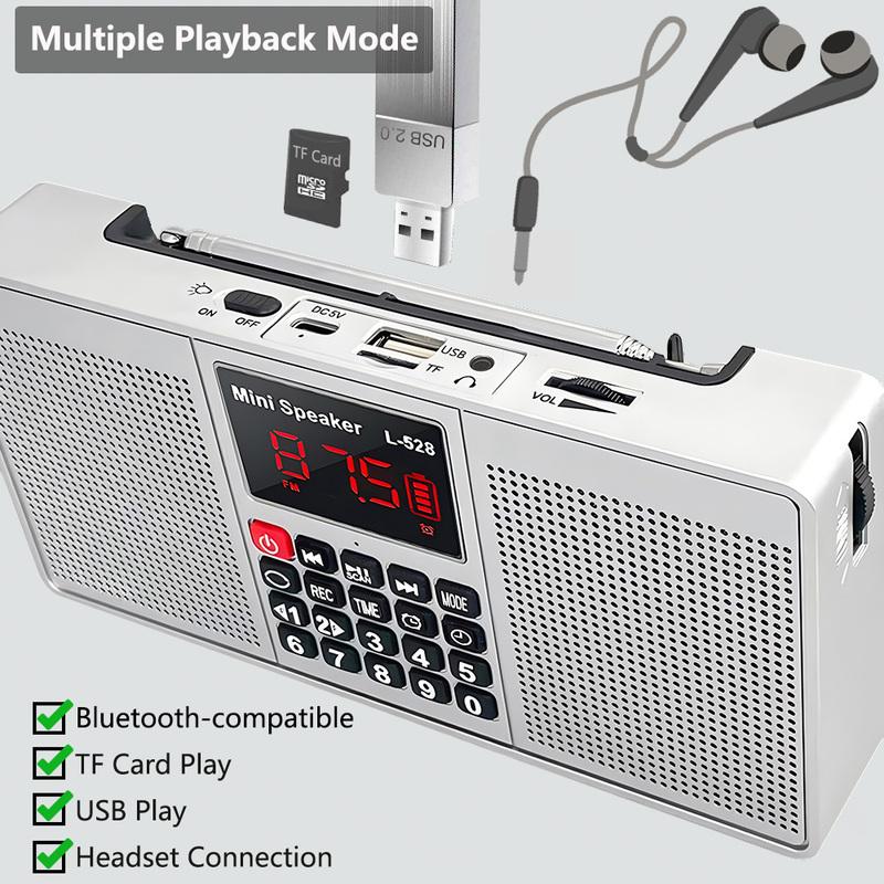 Многофункциональный портативный стерео радио FM AM перезаряжаемый USB TF карта плеер беспроводной Bluetooth динамик с FM радиоприемником