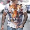 Винтажные топы с животными, мужская футболка, новая летняя футболка с короткими рукавами, лев, старый тигр, волк, футболка в стиле Харадзюку с 3d принтом, праздничная повседневная одежда