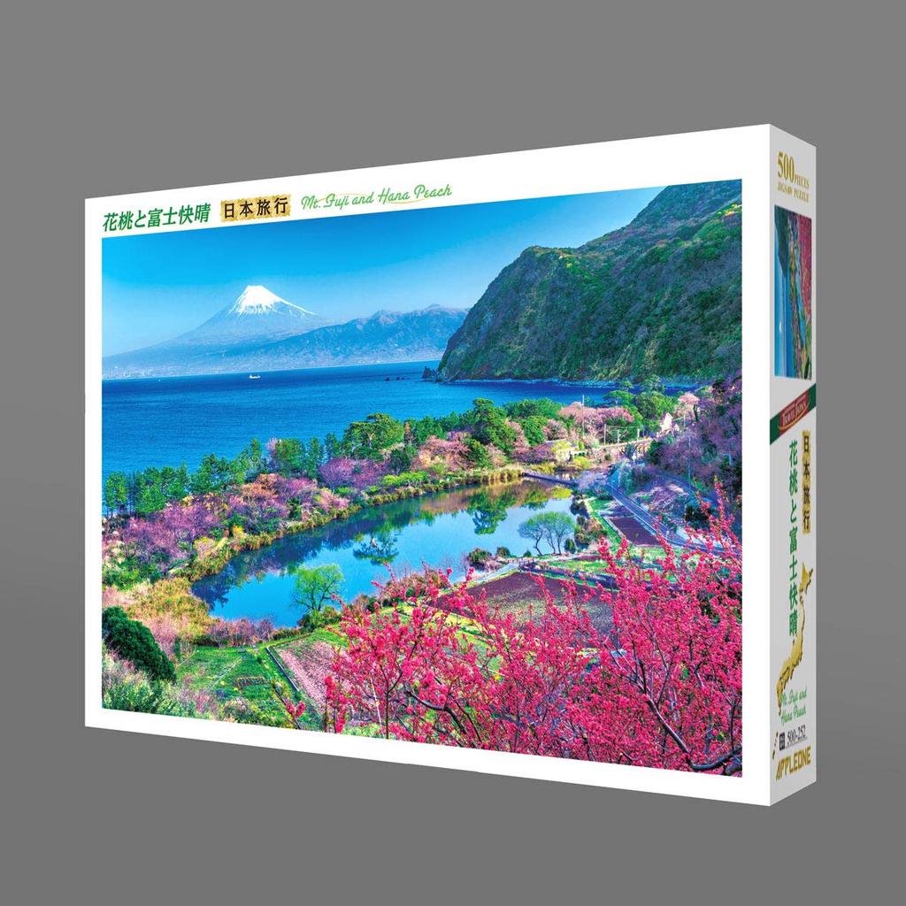 APPLEONE 500-252 Peach Blossoms and Clear Skies Over Mt. Fuji (Shizuoka Prefecture), 500-Piece Jigsaw Puzzle (53 X 38 Cm), Made In Japan