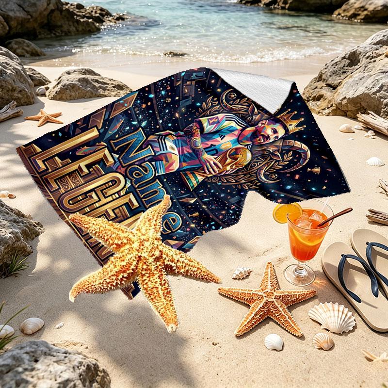 Custom Name Personalized Lionel Messi Print Beach Towel, for Trip Camping Beach Party Home Decor, Birthday Gift for Family & Friends